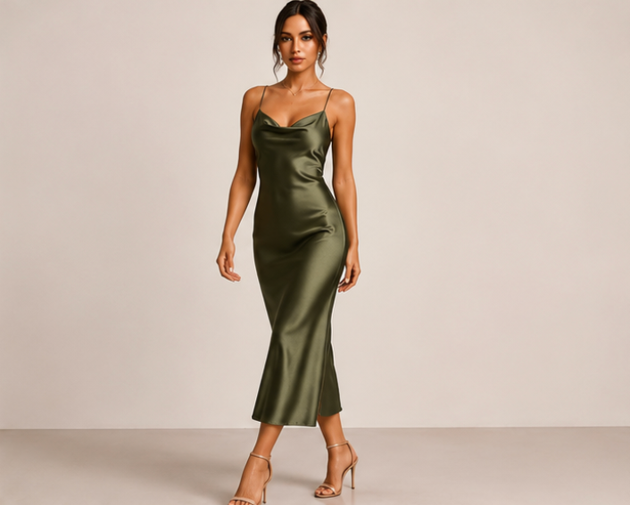 Elegante satijnen jurk